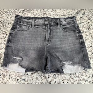 Black grey denim shorts